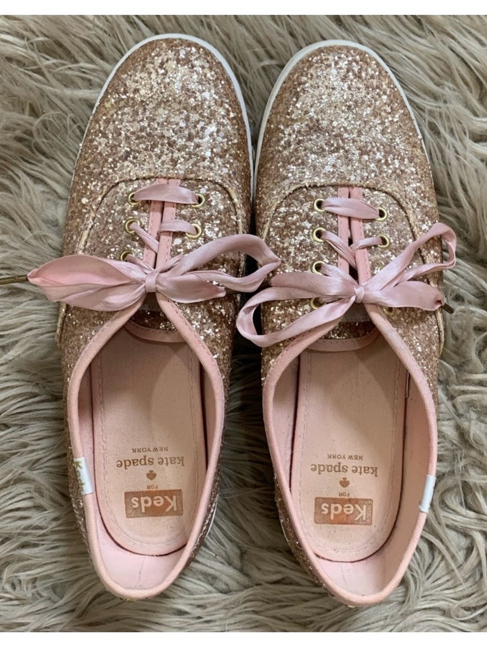 kate spade x Keds Pink Glitter Lace-Up Sneakers